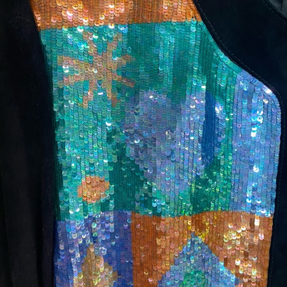 Michael Hoban Suede, sequin bolero jacket.  Fantastic. - Picture 8 of 9